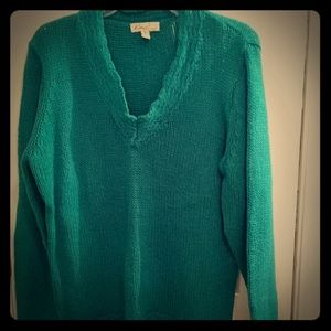 Turquoise v-neck long sweater